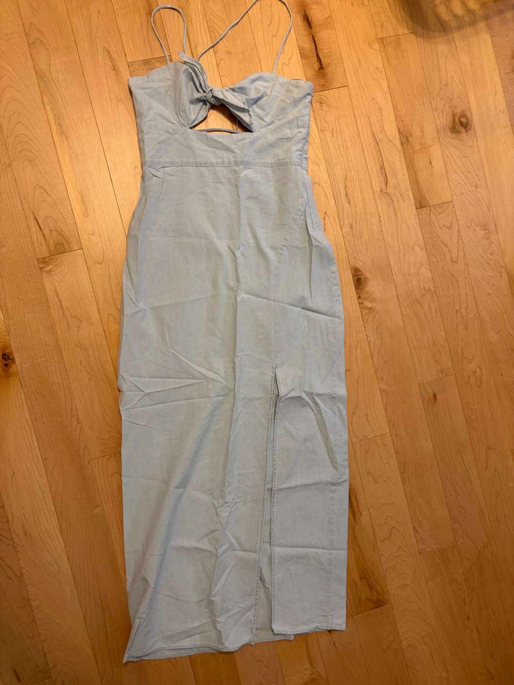 Zara Light Blue Maxi Dress with Front Cutout